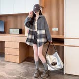 異素材ドッキングビッグシャツ/チェック柄/英字ジャカード | LETee | 詳細画像4