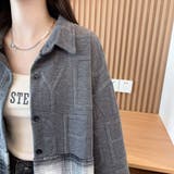 異素材ドッキングビッグシャツ/チェック柄/英字ジャカード | LETee | 詳細画像6