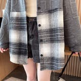 異素材ドッキングビッグシャツ/チェック柄/英字ジャカード | LETee | 詳細画像7