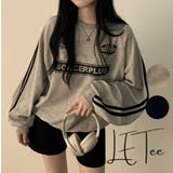 GREY | 袖ラインロゴプリントトレーナー/2本ライン/フロントロゴプリント | LETee