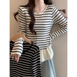 ボーダーニットプルオーバー/裾フリル/ペプラム | LETee | 詳細画像9