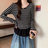 ボーダーニットプルオーバー/裾フリル/ペプラム | LETee | 詳細画像10