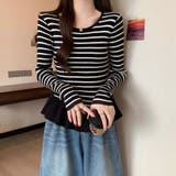 ボーダーニットプルオーバー/裾フリル/ペプラム | LETee | 詳細画像12