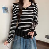 ボーダーニットプルオーバー/裾フリル/ペプラム | LETee | 詳細画像13