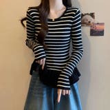 ボーダーニットプルオーバー/裾フリル/ペプラム | LETee | 詳細画像14