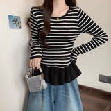 ボーダーニットプルオーバー/裾フリル/ペプラム | LETee | 詳細画像17