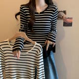 ボーダーニットプルオーバー/裾フリル/ペプラム | LETee | 詳細画像18