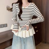 ボーダーニットプルオーバー/裾フリル/ペプラム | LETee | 詳細画像19