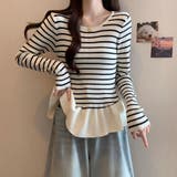 ボーダーニットプルオーバー/裾フリル/ペプラム | LETee | 詳細画像4