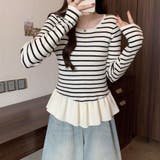 ボーダーニットプルオーバー/裾フリル/ペプラム | LETee | 詳細画像5