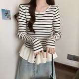 ボーダーニットプルオーバー/裾フリル/ペプラム | LETee | 詳細画像7