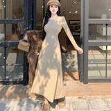 BEIGE | ヘンリーネックAラインカットソーワンピース | LETee