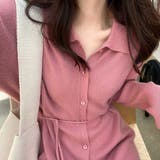 前開きえり付きニットワンピース/ストリングベルト | LETee | 詳細画像15