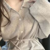 前開きえり付きニットワンピース/ストリングベルト | LETee | 詳細画像4