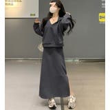 GREY | ホルターネックワンピース&Vプルオーバーセットアップ/裾スリット | LETee