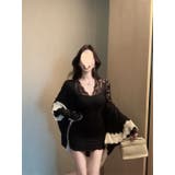 レースミニワンピース/Vネック/肩袖シースルー | LETee | 詳細画像6 