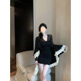 レースミニワンピース/Vネック/肩袖シースルー | LETee | 詳細画像7 