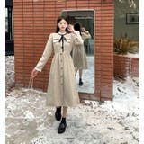 前ボタンスタンドカラーワンピース/リボン/袖＆衿フリル/見せポケ | LETee | 詳細画像9 