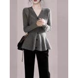 ペプラムカーディガン/Vネックカーデ/ニット/スソフリル | LETee | 詳細画像6 