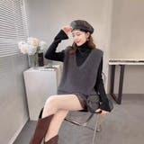 GREY | フェザーニットVネックベスト/レイヤードコーデ | LETee