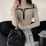 ハーフジップえりつきニットプルオーバー/リングスライダー/トリミングカラー | LETee | 詳細画像3