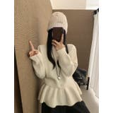 WHITE | ボートネックニットプルオーバー/取り外しペプラム付 | LETee