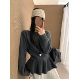 DARK GREY | ボートネックニットプルオーバー/取り外しペプラム付 | LETee