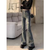 ダメージデニムフレアパンツ/ベルボトム | LETee | 詳細画像1