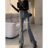 ダメージデニムフレアパンツ/ベルボトム | LETee | 詳細画像4