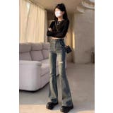 ダメージデニムフレアパンツ/ベルボトム | LETee | 詳細画像8