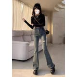 ダメージデニムフレアパンツ/ベルボトム | LETee | 詳細画像9