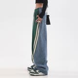 斜めライン切り替えパンツ/スウェット＆ソフトデニム | LETee | 詳細画像2 