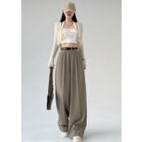 BEIGE | ツータックワイドレッグパンツ/ターンアップボトムス | LETee