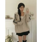 袖ライン片畔ニットジップパーカー | LETee | 詳細画像8