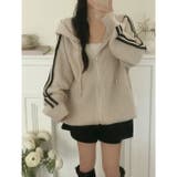 BEIGE | 袖ライン片畔ニットジップパーカー | LETee