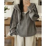 袖ライン片畔ニットジップパーカー | LETee | 詳細画像1