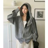 袖ライン片畔ニットジップパーカー | LETee | 詳細画像3