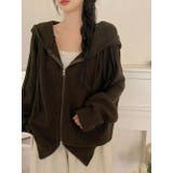 BROWN | 袖ライン片畔ニットジップパーカー | LETee