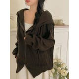 袖ライン片畔ニットジップパーカー | LETee | 詳細画像4