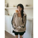 袖ライン片畔ニットジップパーカー | LETee | 詳細画像7