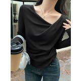 アシンメトリーネックドレープトップス | LETee | 詳細画像1