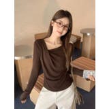 アシンメトリーネックドレープトップス | LETee | 詳細画像8