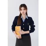 ニットトップス/見せかけえり付き/エンブレム風ワンポイント刺繍 | LETee | 詳細画像6