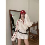 IVORY | 配色ラインハーフジッププルオーバー/ショート丈トップス | LETee