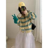 BEIGE | ボーダーニットカーディガン/ダブルジップ | LETee