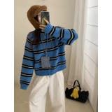 ボーダーニットカーディガン/ダブルジップ | LETee | 詳細画像1