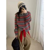 RED | ボーダーニットカーディガン/ダブルジップ | LETee