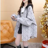 GREY | フード配色パーカー/フクレ織柄/ドットボタン/シャツ風パーカー | LETee