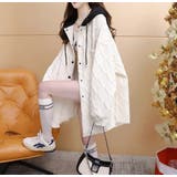 フード配色パーカー/フクレ織柄/ドットボタン/シャツ風パーカー | LETee | 詳細画像1