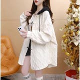 フード配色パーカー/フクレ織柄/ドットボタン/シャツ風パーカー | LETee | 詳細画像3